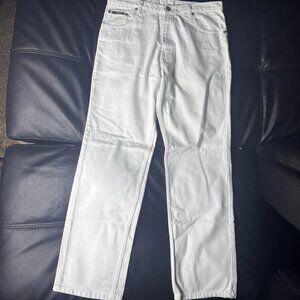 Jovany Men's Straight Leg Jeans White Basic Fit Light Wash Mid Rise 36x33